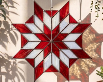 Nordic Star Stained Glass Pattern – Geometric Scandinavian Star Suncatcher | PDF Pattern