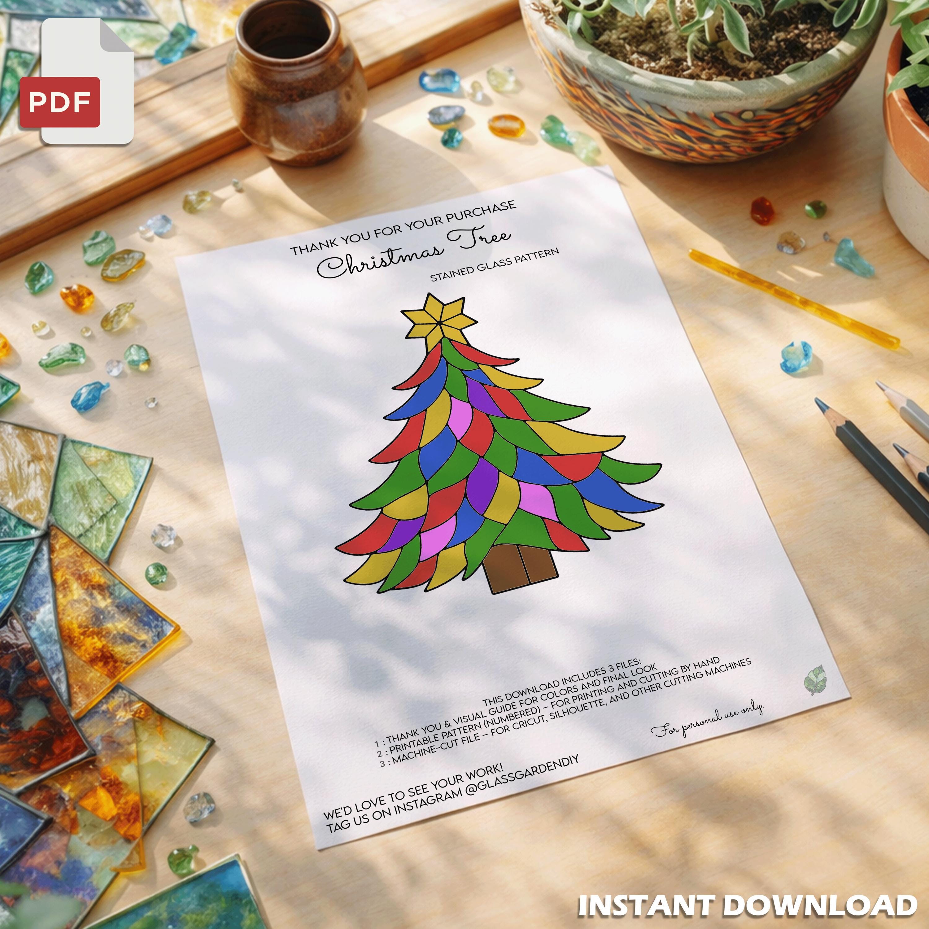 Christmas Tree Stained Glass Pattern – Festive Holiday Tree PDF ...