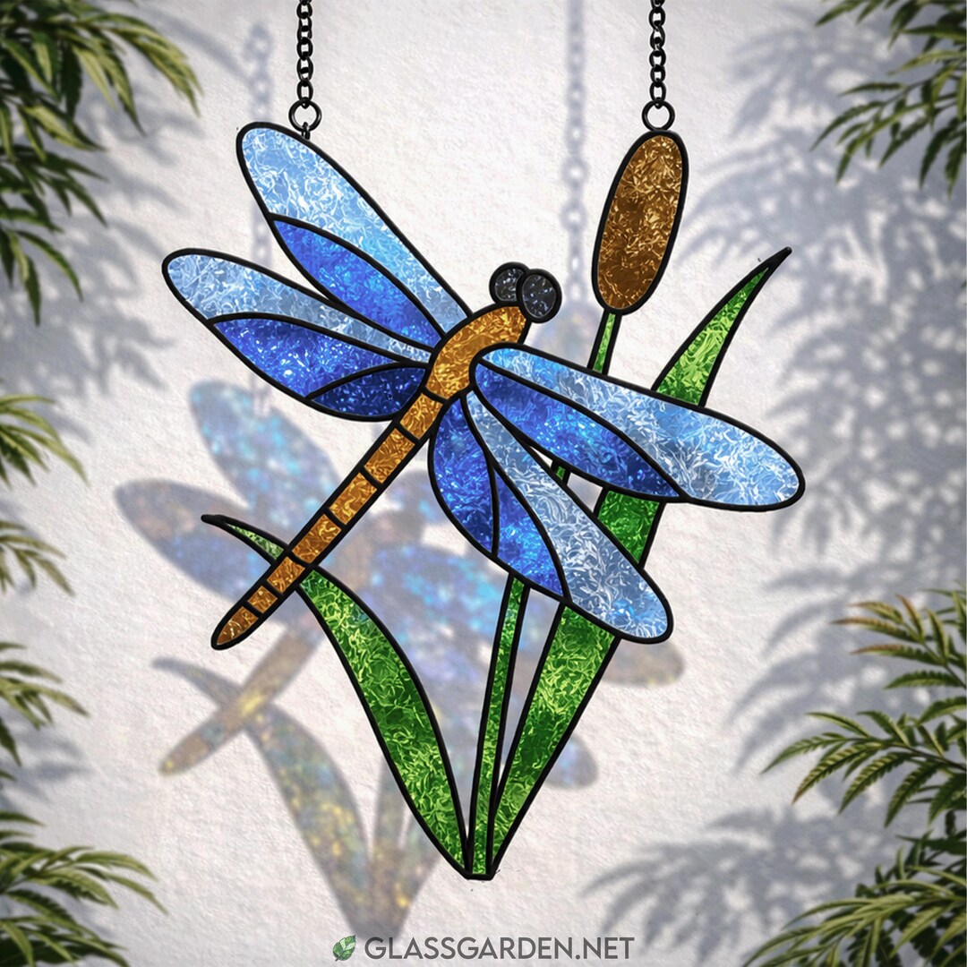 Dragonfly Stained Glass Pattern PDF – Nature-inspired Reed Panel Design ...
