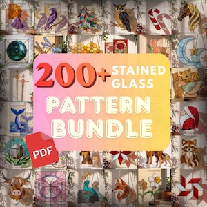 200+ Stained Glass Patterns Bundle – Digital PDF Collection for Suncatchers & Panels | Instant PDF Download