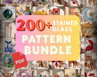 200+ Stained Glass Patterns Bundle – Digital PDF Collection for Suncatchers & Panels | Instant PDF Download