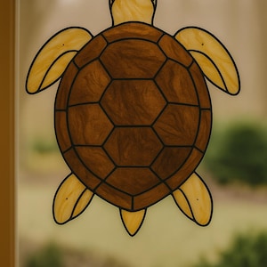 Sea Turtle Stained Glass Pattern – Easy Ocean Animal PDF Template
