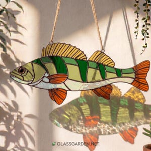 Perch Fish Stained Glass Pattern – Fishing Suncatcher Design | PDF Pattern