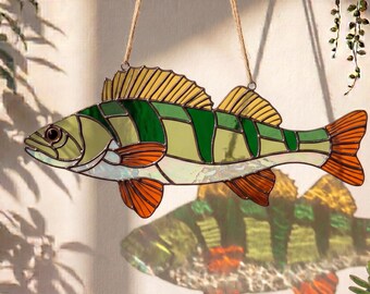 Perch Fish Stained Glass Pattern – Fishing Suncatcher Design | PDF Pattern