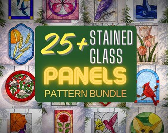 25+ Stained Glass Panel Patterns Bundle – Floral, Birds & Nature Designs | PDF| Digital Download