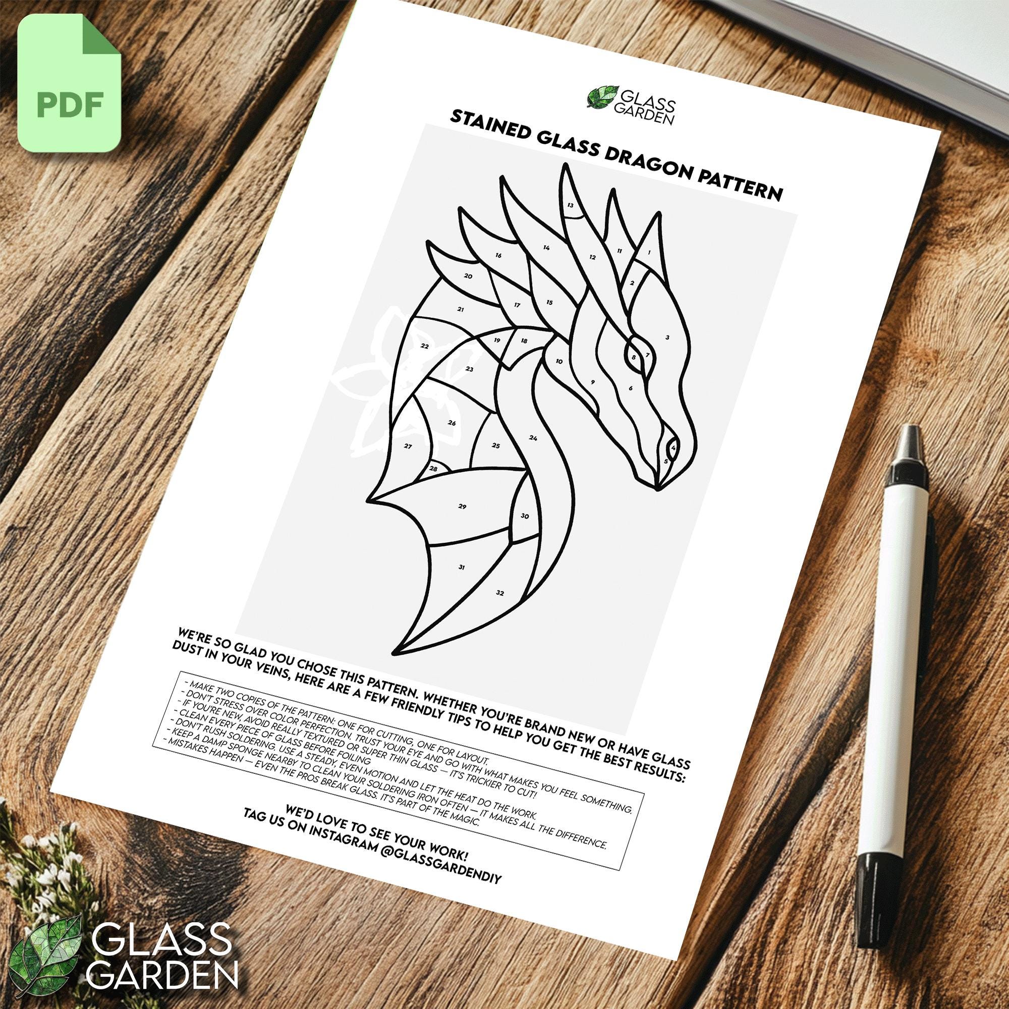 Dragon Head Stained Glass Pattern Majestic Fantasy Creature Template dragon-head-stained-glass-pattern-majestic-fantasy-creature-template