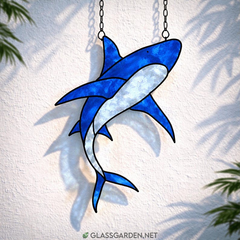 Shark Stained Glass Pattern – Digital PDF Template for Suncatcher or ...