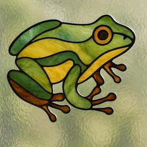 Frog Stained Glass Pattern – Tree Frog Suncatcher Template – Digital PDF Pattern for DIY Glass Art