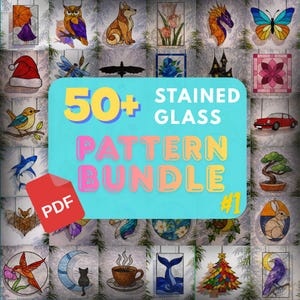 50+ Stained Glass Patterns Bundle – Digital PDF Collection for Suncatchers & Panels | Instant Download