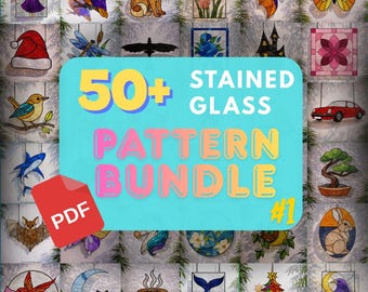 50+ Stained Glass Patterns Bundle – Digital PDF Collection for Suncatchers & Panels | Instant Download