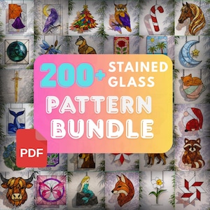 200+ Glasmalerei-Muster-Bundle - Digitale PDF-Sammlung für Suncatchers & Panels | Sofort PDF Download
