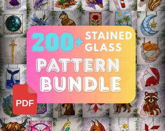 200+ Stained Glass Patterns Bundle – Digital PDF Collection for Suncatchers & Panels | Instant PDF Download