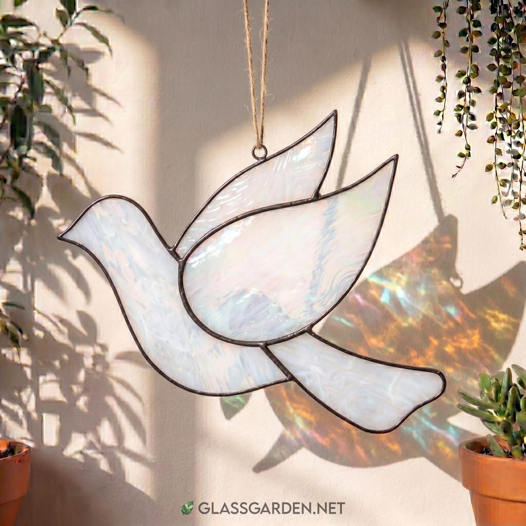 Dove Stained Glass Pattern – Peace Bird Suncatcher | Minimal Window ...
