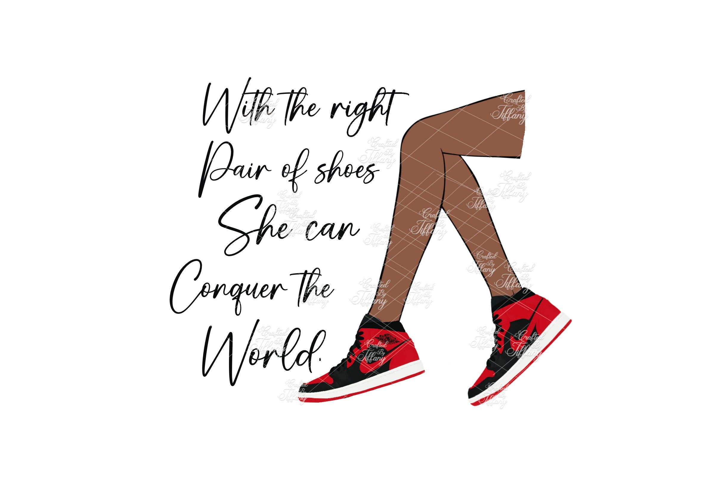 With the right shoes she can conquer the world (sneaker girl) Air Jordan 1s PNG