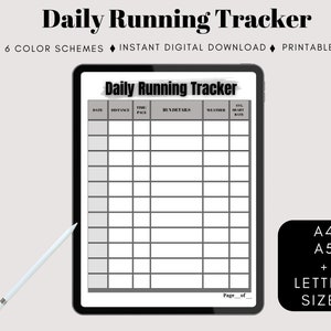 Running Tracker,Daily Running Chart,Printable Running Planner,Jogging Tracker,Printable Exercise Chart,Running Tacker, A4 A5 Letter Size PDF