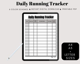 Running Tracker,Daily Running Chart,Printable Running Planner,Jogging Tracker,Printable Exercise Chart,Running Tacker, A4 A5 Letter Size PDF