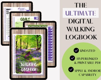 Walking Journal, Digital Planner, Fitness Planner, Wellness, Undated iPad planner, Instant Digital Download, Android Planner, Logbook