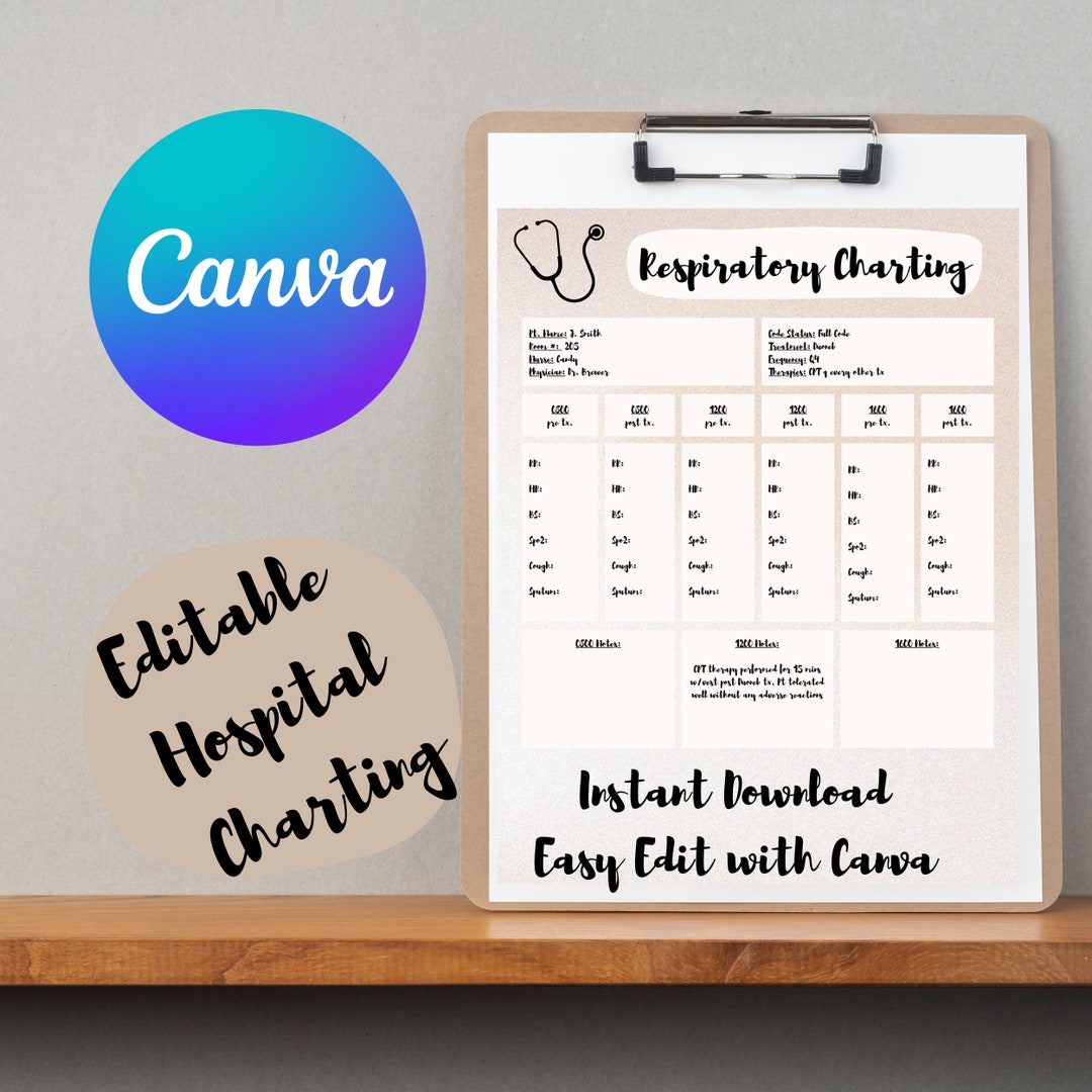 Hospital Medical Charting Respiratory Charting Printable Etsy