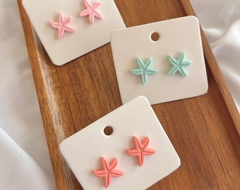 Polymer Clay Earrings | Mini Coastal Starfish Studs | Cute Beach Earrings | Summertime Earrings