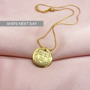 Custom College Necklace, Personalized University College High school Graduation Gift Engraved Disc Necklace Alumni Necklace by Pinkpig18CN-G