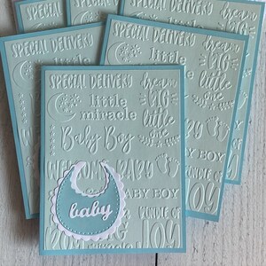 Annunci di nascita di un neonato blu goffrati, biglietti di ringraziamento per neonati, inviti per la festa di un neonato, set di 6, 5,5 x 4,25