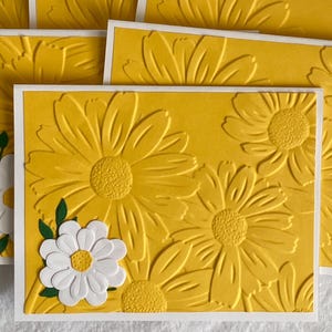 Tarjetas de margaritas en relieve, hechas a mano en amarillo y blanco, para cualquier ocasión, de agradecimiento, pensando en ti, para que te mejores, juego de seis, 5,5 x 4,25