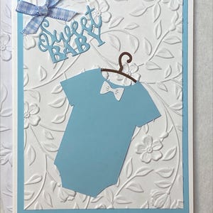 Biglietto di auguri in rilievo per il nuovo nato, biglietto bianco e blu, biglietto di auguri per il nuovo arrivo, fatto a mano, dolce neonato, 5,5x4,25