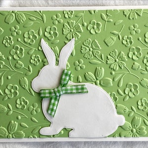 Easter Notecards Embossed in Assorted Colors with a Bunny and Gingham Bow, Easter Cards, Embossed Notecards for Easter, Set of Six, 5.5x4.25 image 4