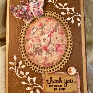 Carte de remerciement vintage faite à la main 5x7