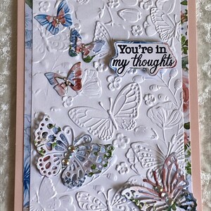 Biglietto di simpatia con farfalla in rilievo con farfalle, Biglietto di simpatia in rilievo fatto a mano, Biglietto di simpatia per momenti difficili, 5x7