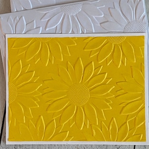 Handgemachte Grußkarten in Gelb mit Sonnenblumen Prägung für alle Anlässe im Sonnenblumenmuster, 6er Set, 5.5x4.25