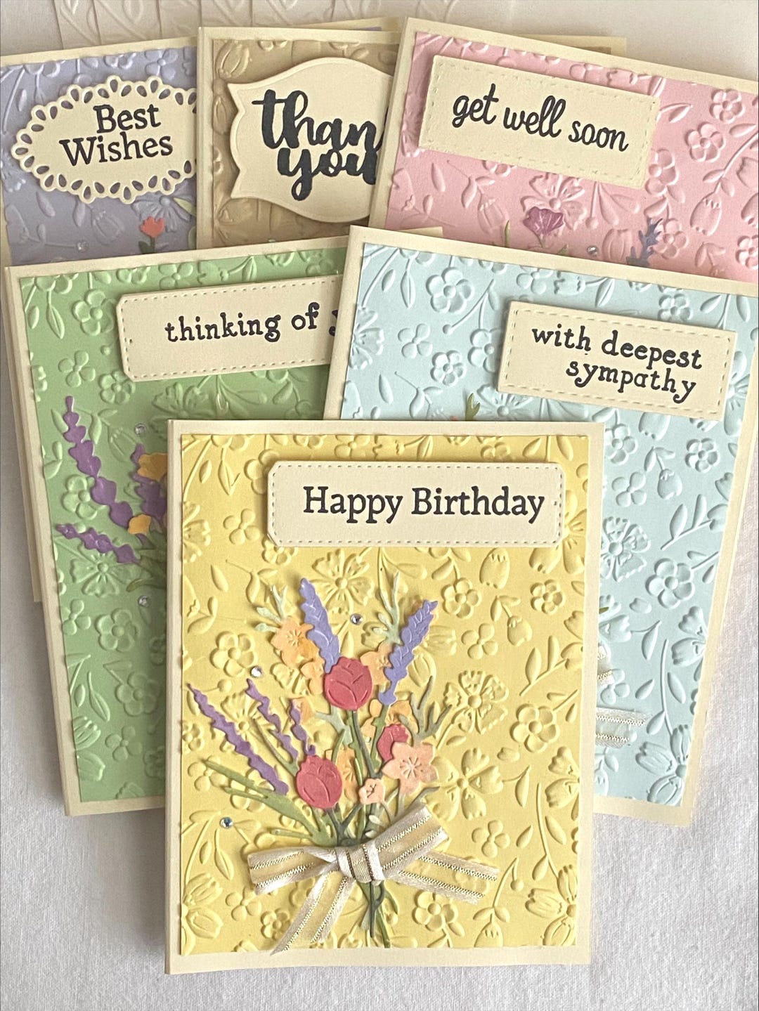 Embossed All Occasion Notecards, Bouquets of Flowers, Multicolored ...