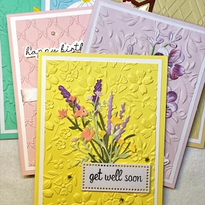 Cartões de anotações em relevo para todas as ocasiões, cartões com flores e estrelas, detalhes em pedras preciosas, obrigado, melhoras, aniversário, feito à mão, conjunto de 6, 5,5 x 4,25