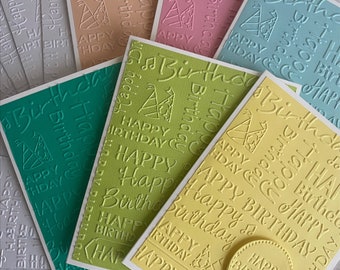 Birthday 3D Embossed Cards in an Assortment of Colors, Birthday Notecards, Assorted Birthday, Set of 6, 5.5x4.25