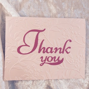 Cartes de remerciement roses en relief 4.25x5.5 (Ensemble de 10)