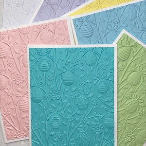 Biglietti di auguri con uova di Pasqua in rilievo, biglietti di auguri con uova di Pasqua, biglietti minimalisti, biglietti di auguri fatti a mano con motivi primaverili e floreali, set da sei, 5,5x4,25