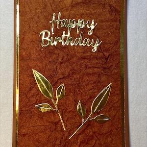 Carte d'anniversaire masculine en relief, marron et or, anniversaire pour père, fils, frère, ami, anniversaire d'homme, aspect cuir, fait main, 5 x 7