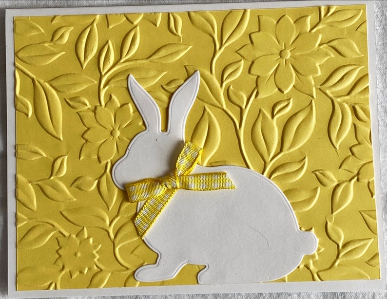 Easter Notecards Embossed in Assorted Colors with a Bunny and Gingham Bow, Easter Cards, Embossed Notecards for Easter, Set of Six, 5.5x4.25 image 6