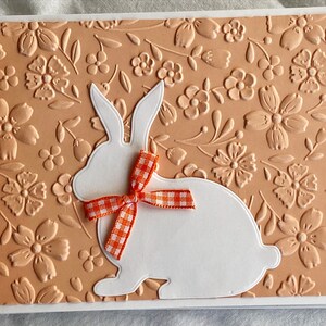 Easter Notecards Embossed in Assorted Colors with a Bunny and Gingham Bow, Easter Cards, Embossed Notecards for Easter, Set of Six, 5.5x4.25 image 5