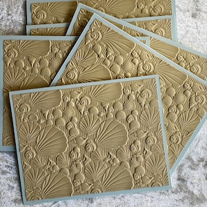 Tarjetas con relieve de conchas marinas, "La vida es playa", tarjetas costeras, para cualquier ocasión, "Pensando en ti", juego de seis, 5.5 x 4.25