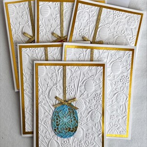 Lot de six cartes de Pâques en relief, œufs de Pâques de différentes couleurs, œufs de Pâques en filigrane, blanc et or, 5,5 x 4,25
