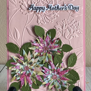 Biglietto per la festa della mamma con fiori in rilievo, biglietto per la festa della mamma con motivo floreale in rilievo, fiori e pietre preziose, biglietto per la festa della mamma, 5x7