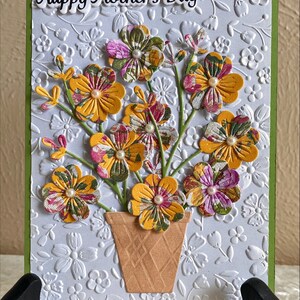 Carte de fête des mères en relief avec fleurs en pot, plante en pot pour la fête des mères, fête des mères, carte de voeux pour la fête des mères, 5 x 7