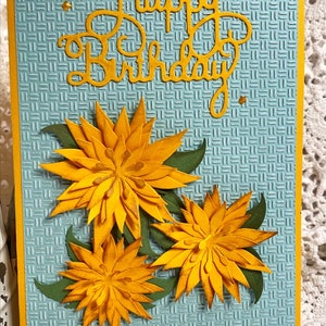 Carte d'anniversaire Dahlias faite à la main 5x7