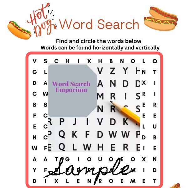 Hot Dogs! Get your Delicious Hot Dogs Here! Engage your Mind in Finding Various Types of Hot Dogs Word Search - Fun for the ENTIRE Family!