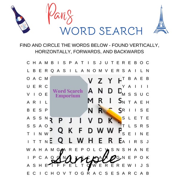 Celebrate your LOVE of PARIS - All Year Long with this Exciting Word Search! Great for Individuals, Family Game Night, or a Party Activity!