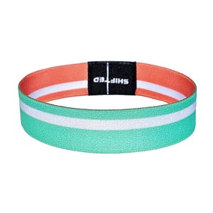Teal and Coral Thin Line Woven Elastic Reversible Wristband