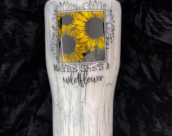 Wild daisy flower, 20oz Curved Stainless Tumbler, Ready to ship, wild Flower, Hand Crafted, Gift