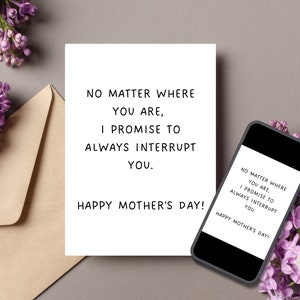 Plantilla divertida de tarjeta del Día de la Madre, Tarjeta del Día de la Madre imprimible, Tarjeta divertida del Día de la Madre de hija, Tarjeta editable del Día de la Madre
