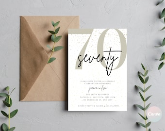 70th Birthday Invitation, 70th Invite Template, Digital 70th Birthday Party Invite, 70th Birthday Card, Birthday Invitation Template